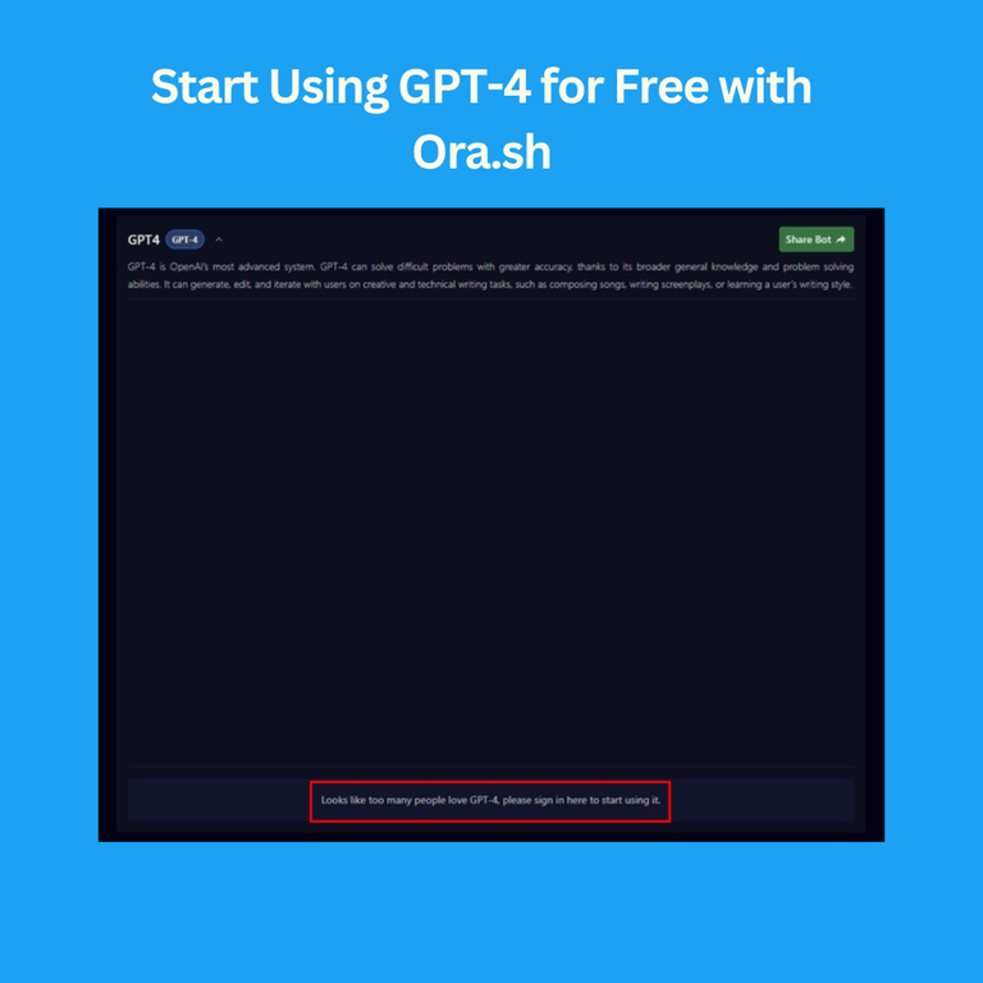 Use ChatGPT-4 for free on Ora.sh