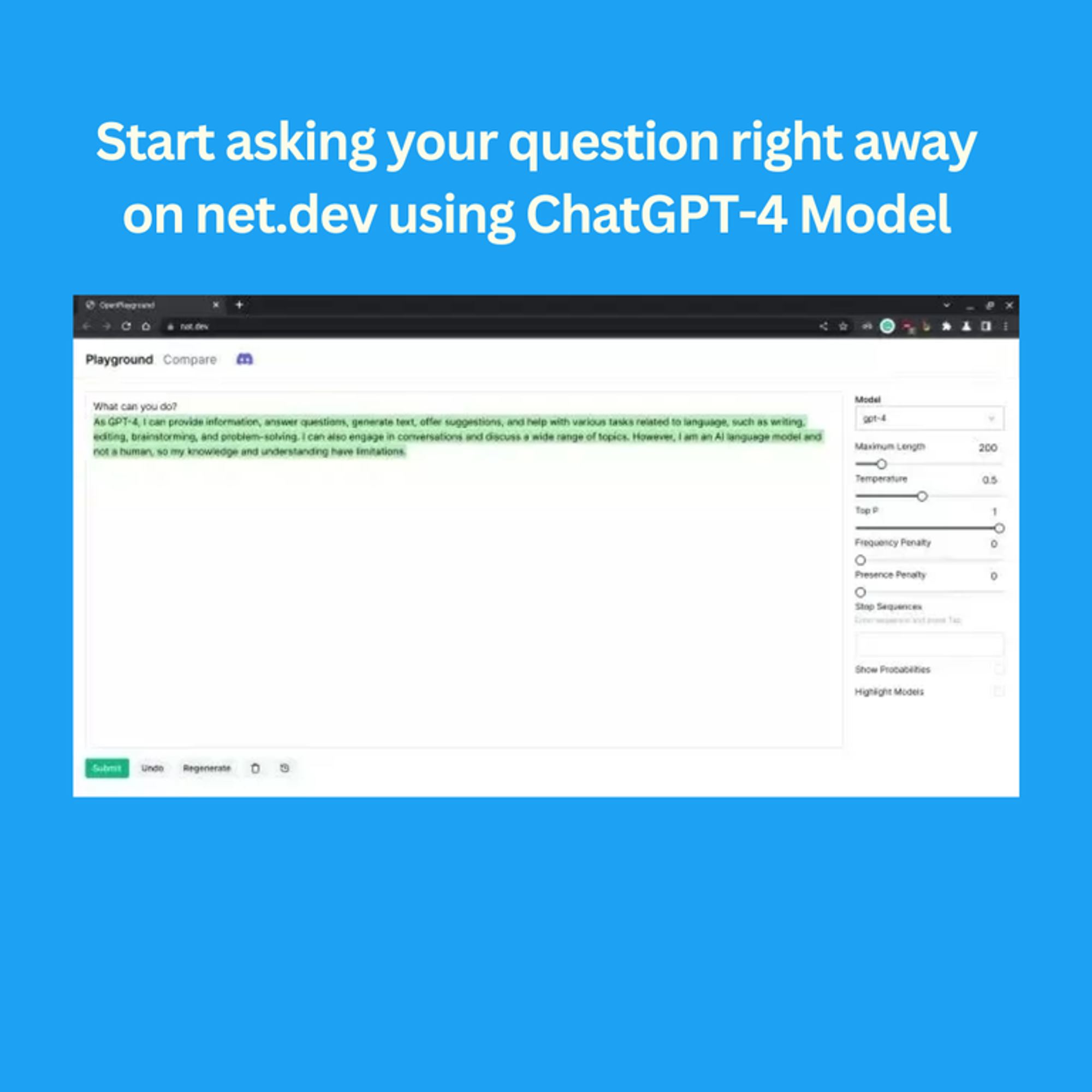 Start asking your question in the gpt-4 model