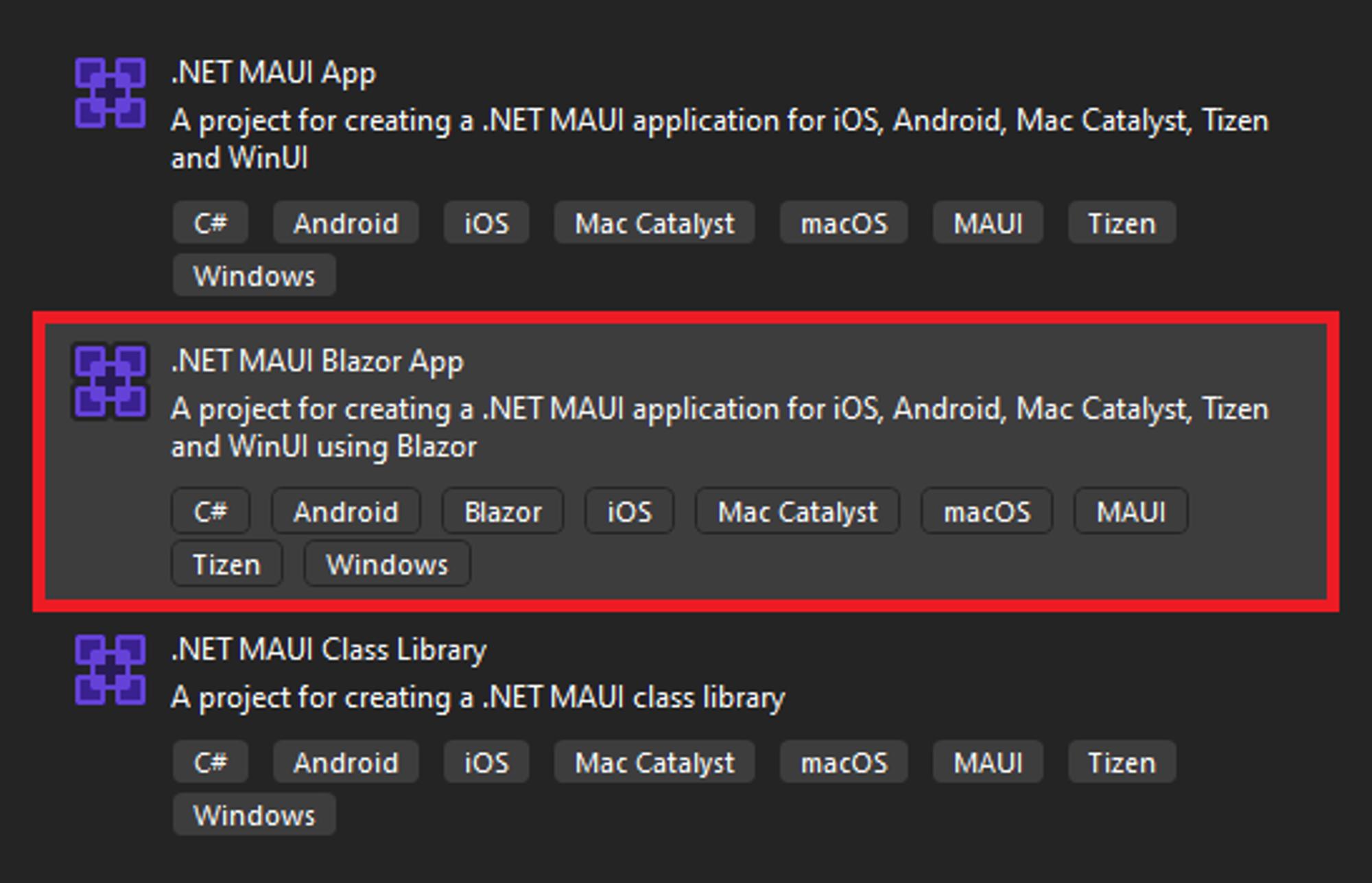 .NET MAUI Blazor 应用程序模板