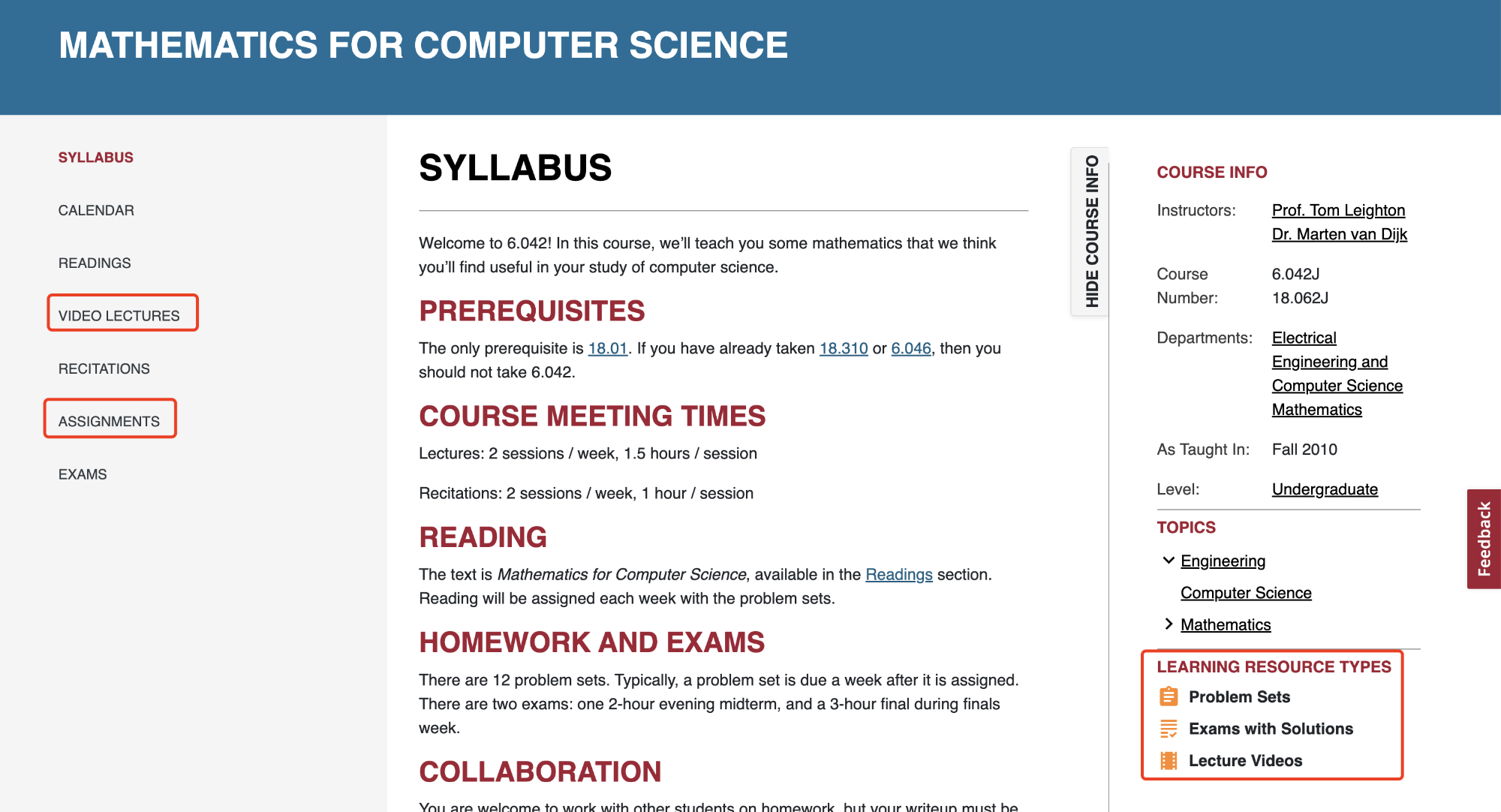 OpenCourseWare-Syllabus