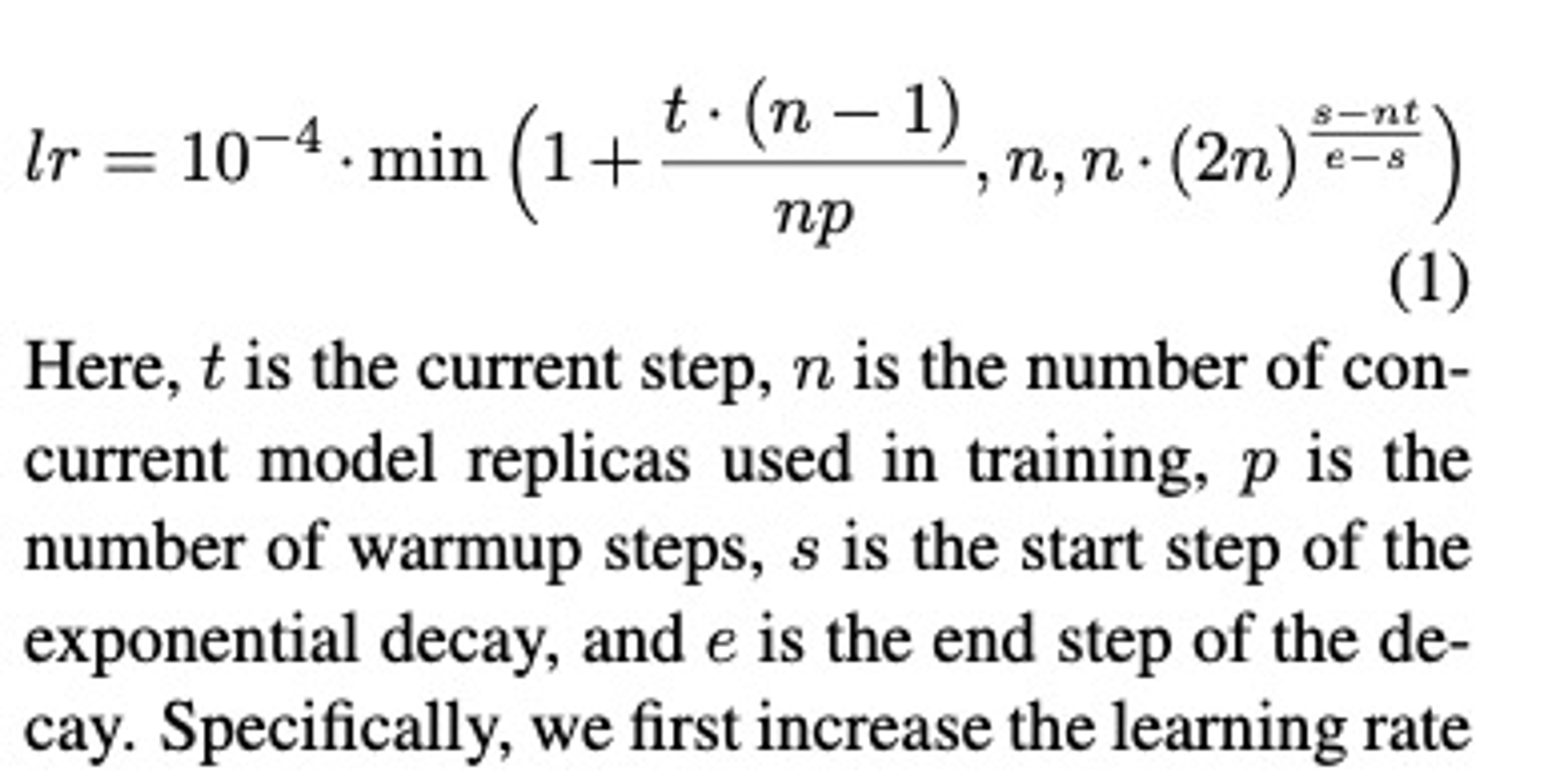 RNMT+ learning rate schedule