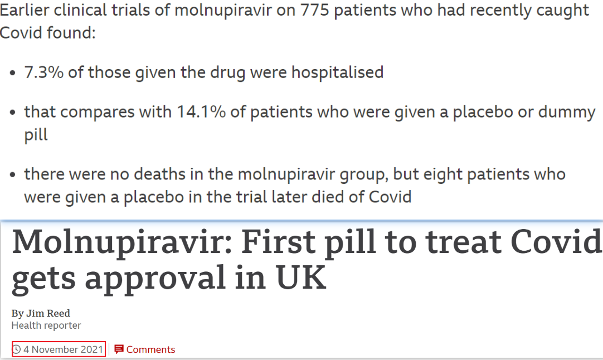 Molnupiravir临床数据