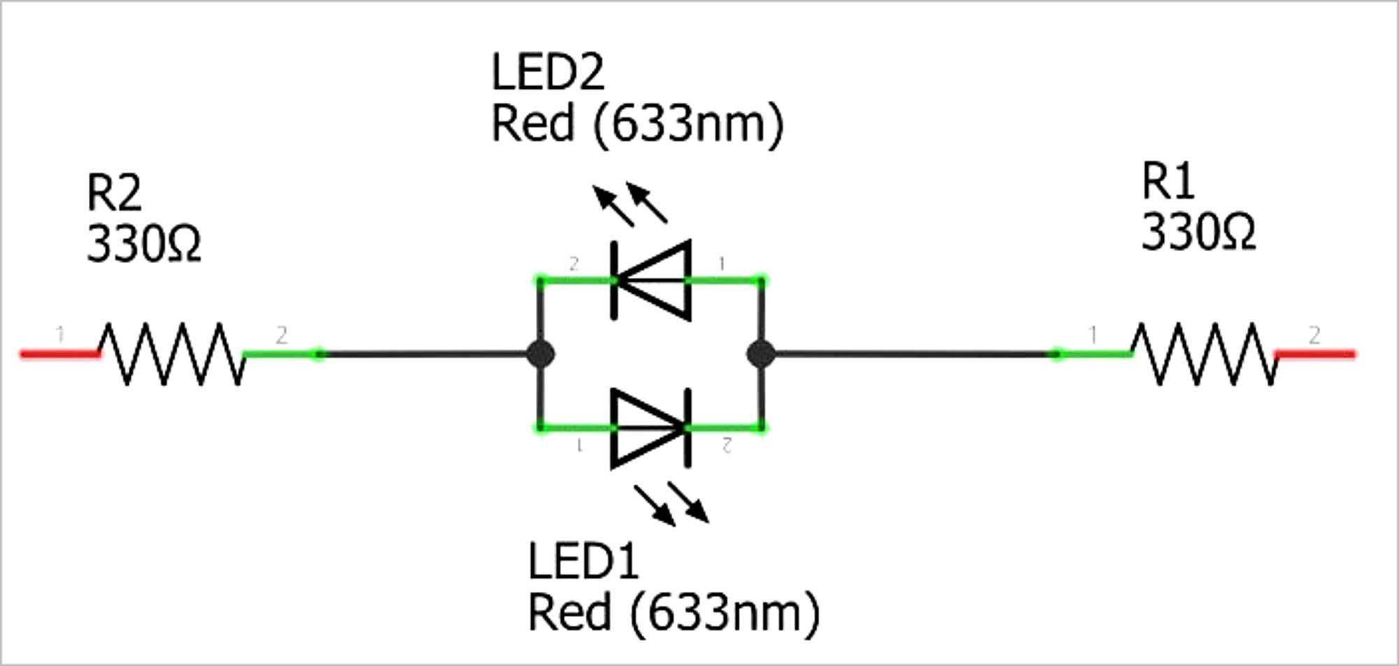 ▲ 极性相反并联的LED