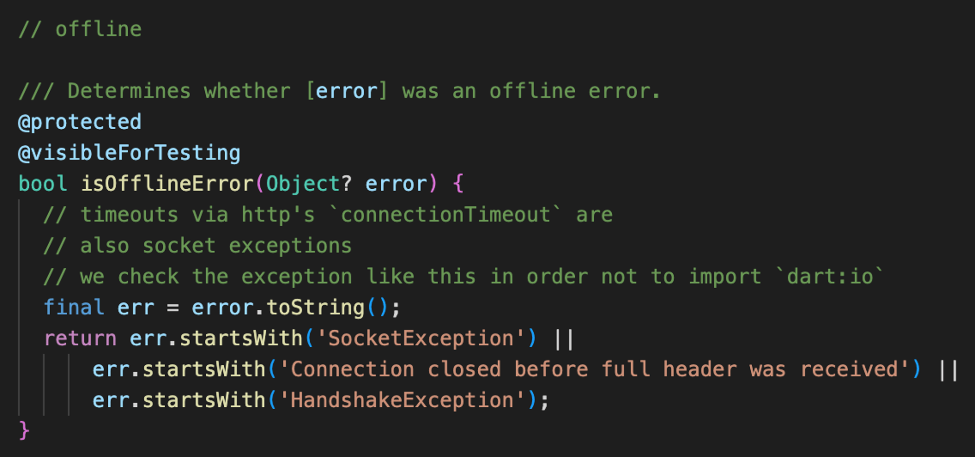 How Flutter Data decides if a device is offline.