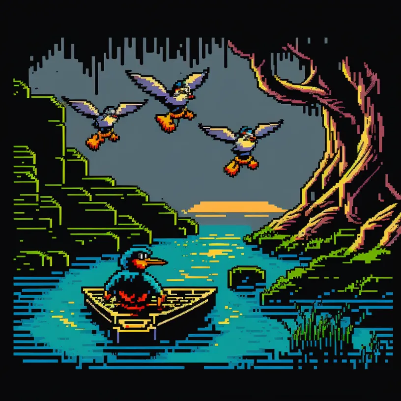 NES screenshot, platformer with ducks