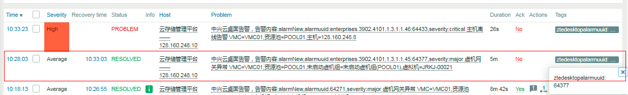 中兴云桌面告警关联恢复