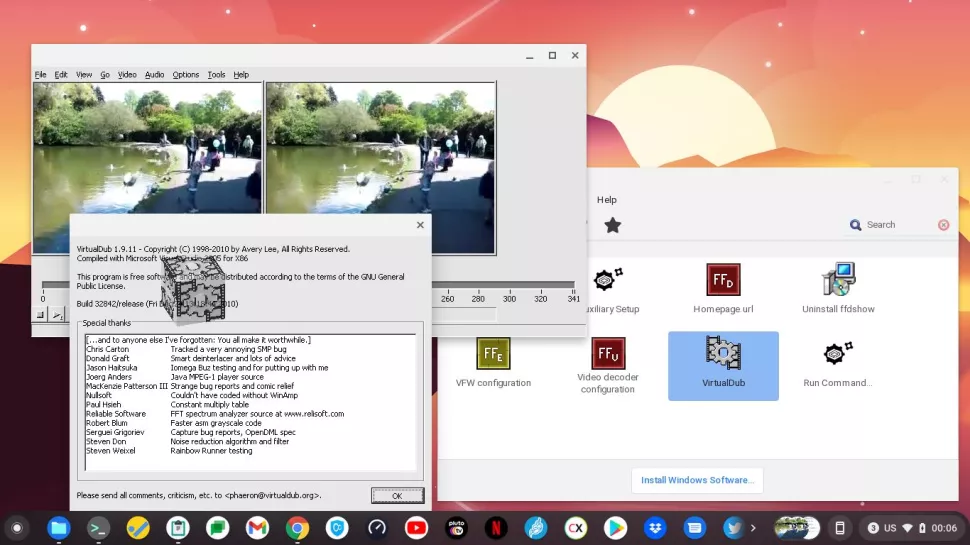 Windows 视频编辑器 Virtualdub 在点击式 CrossOver 安装后运行