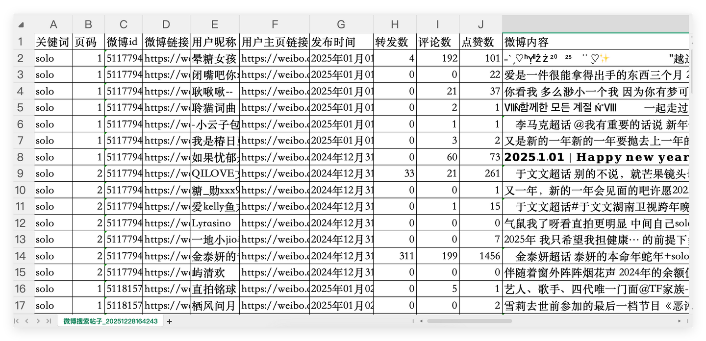 结果1:微博搜索帖子