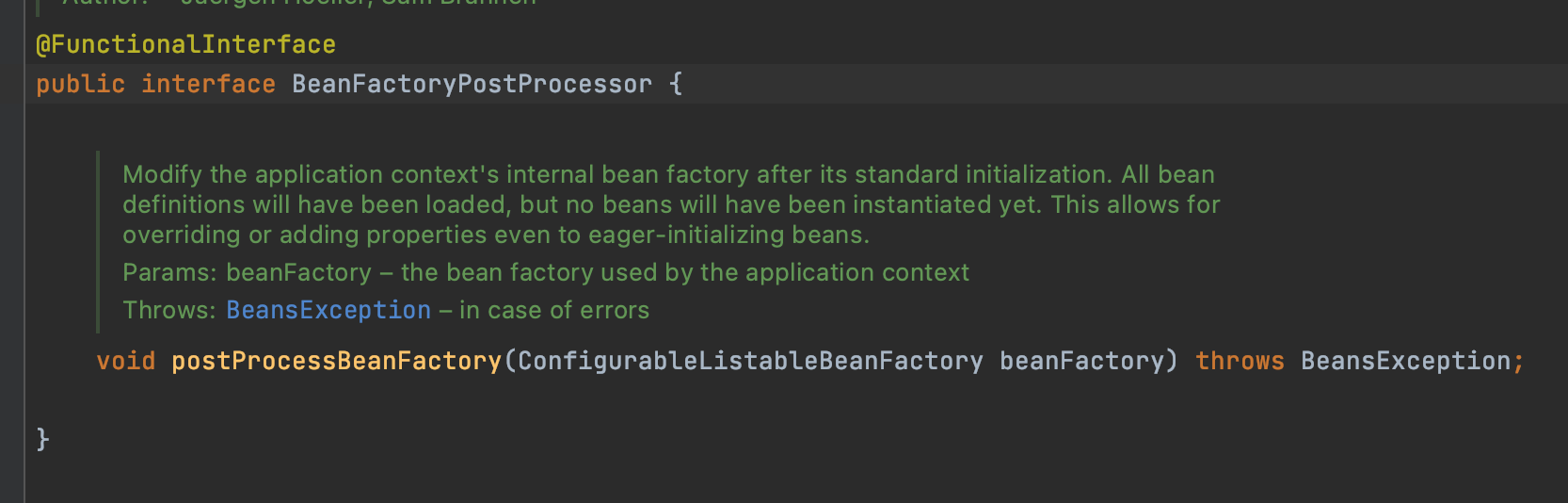 BeanFactoryPostProcessor