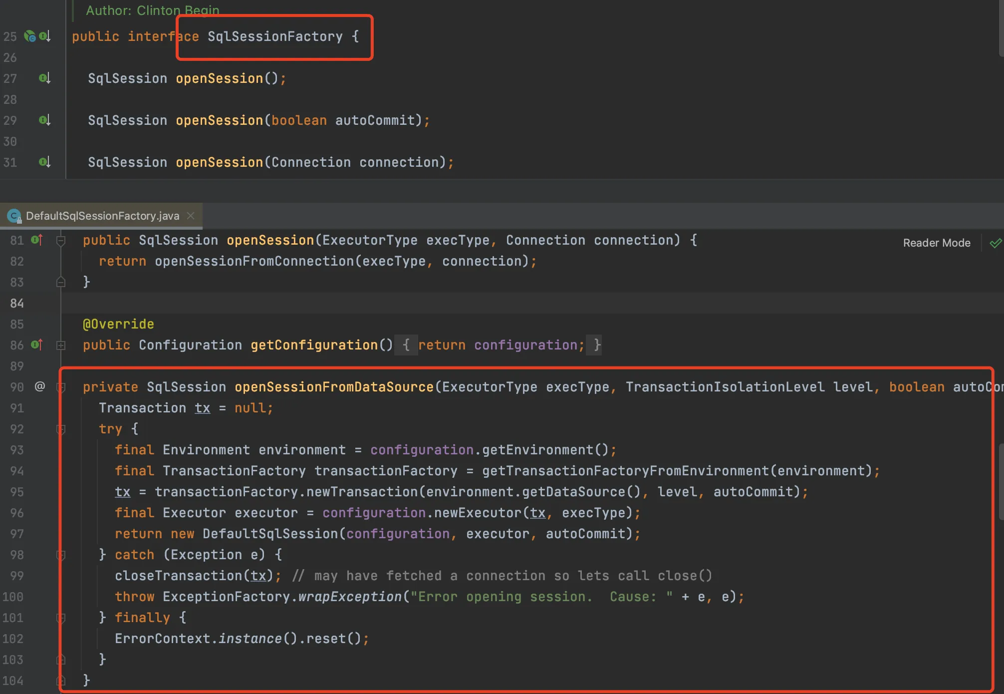 SqlSessionFactory及默认实现DefaultSqlSessionFactory