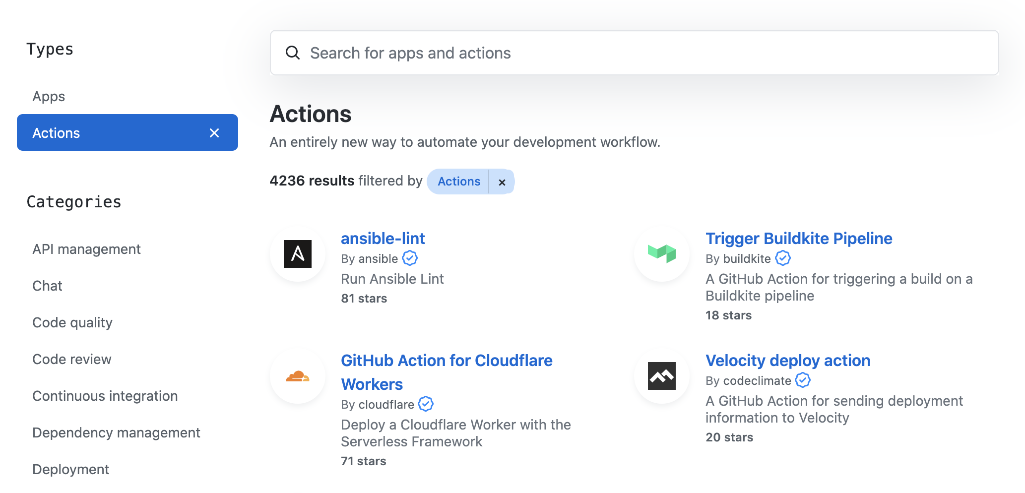 GitHub Action 列表