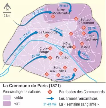 政府军攻打巴黎公社的军事局势图