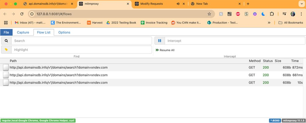 Mitmproxy 显示对 API 端点的几个成功的 GET 请求
