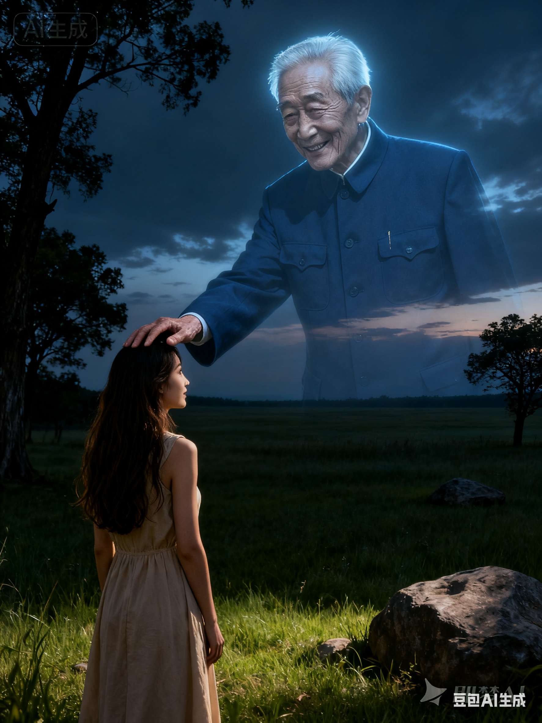 快速上手，用AI 1分钟打造亲人天空摸头合照